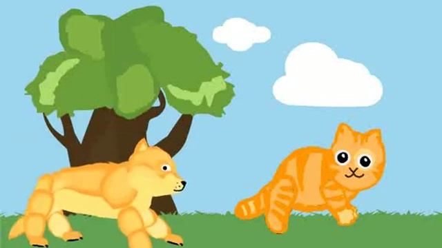 собака хотела поймать кота 