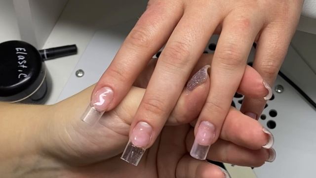 Наращивание на типсы, арочный квадрат, ровная красивая арка. Когда клиент - мастер маникюра