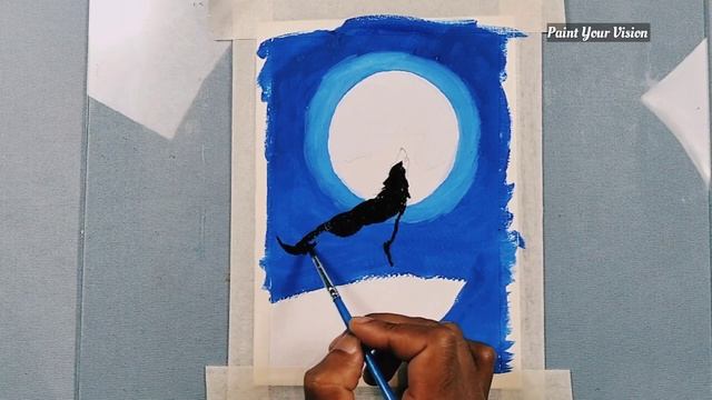 Painting a howling wolf with poster colours | Poster colour tutorial for beginners