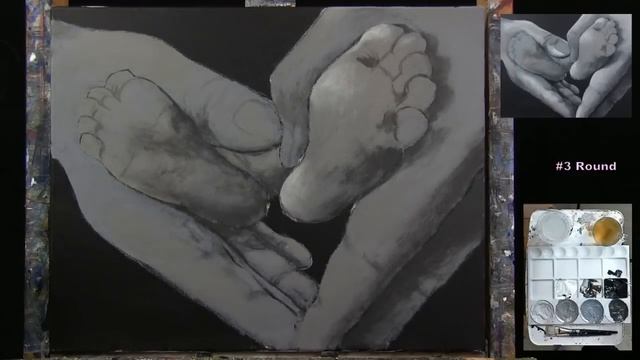 BABY FEET-Learn How to Draw and Paint with Acrylics-Easy Beginner Paint and Sip at Home Tutorial