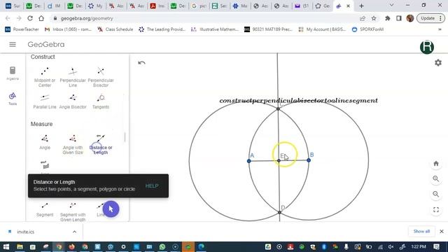 GeoGebra video 6 construct perpendicular bisector to a line segment(@romualdorebello4629