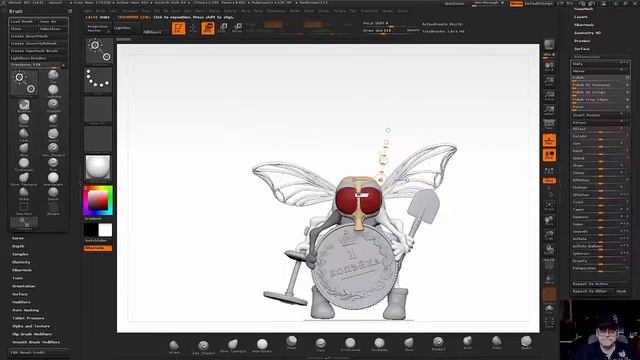 37. ZBrush - Скульптинг. Муха-Цокатуха.(часть15)Уроки самообучения смотреть онлайн