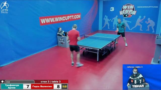 Трофимчук Артем 3-0 Гедзь Валентин Турнир Восток 3 WINCUP 11.01.22 Прямая трансляция Зал 3 смотреть онлайн