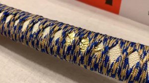 Катана Японская золотисто-синяя, Blue-Gold Katana with sheath Art Gladius 147474