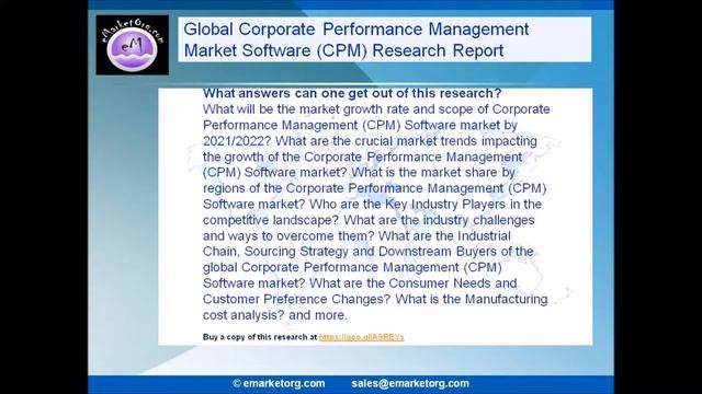 Corporate Performance Management Market Software (CPM) global sales research report explores.