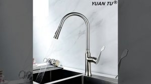 23YUANTU 304 stainless steel pull out kitchen faucet,TestVideo