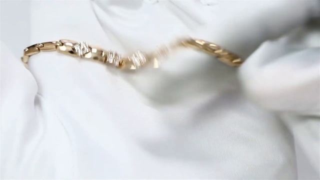 Золотой браслет AQUAMARINE с фианитом 74351А смотреть онлайн