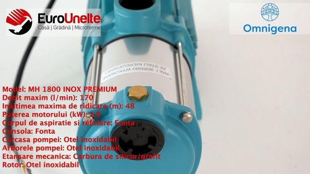 POMPA DE SUPRAFATA OMNIGENA MH 1800 INOX PREMIUM, 230V, 1.8KW, 170L/MIN, H REFULARE 48M смотреть онлайн