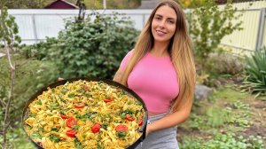 Готовим пасту с креветками на огне l Деревенская кухня