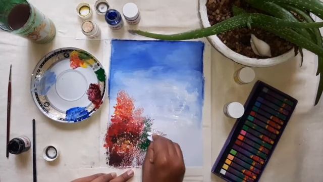 Easy Poster Colour beautiful scenery Painting Beginners- Step by step | Nature | Sith Ru Art Class