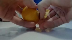 Саша проводит эксперимент с апельсином и водой