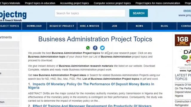 Business Administration Project Topics