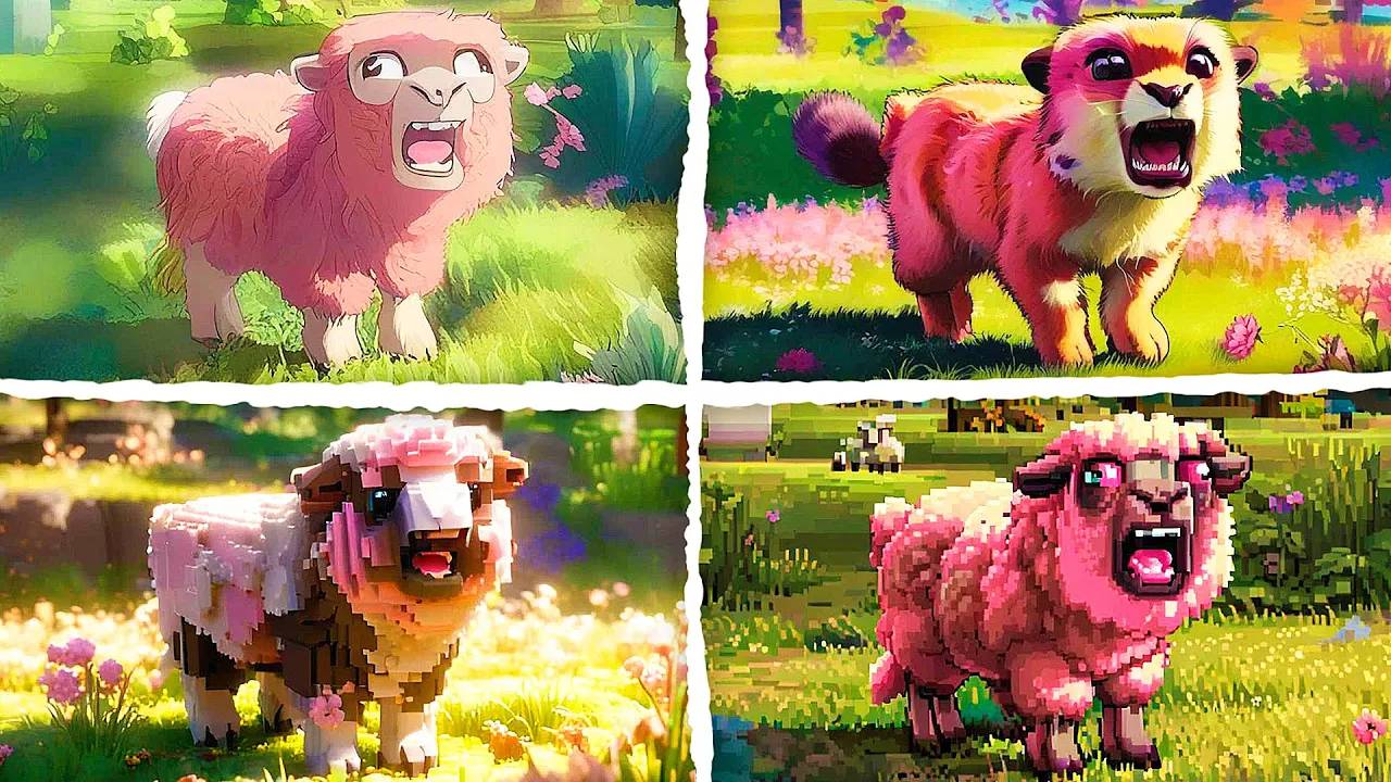 Minecraft Movie Trailer, но AI Filters  Styles - Pixel Art, 3D Pixel, GTA Comic, аниме