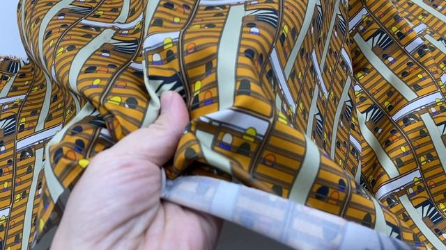Ткань Хлопок  цвета охра с принтом люди в автобусе  14128