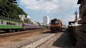 SRT Passenger Train Pass By Hua Lamphong Rail Yard Bangkok
