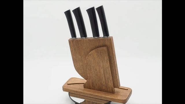 Набор ножей для кухни № 12, клинки из стали Bohler N690, рукояти из морёного граба + подставка смотреть онлайн