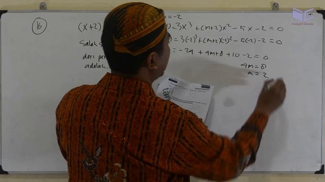 teorema sisa (x+2)faktor 3x^3+(m+2)x^2-5x-2, matematika ipa sma 2015 pembahasan no 16 смотреть онлайн