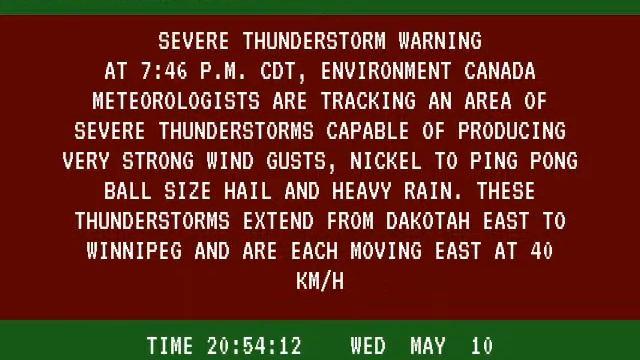 2023-05-10 - Severe Thunderstorm Warning - Winnipeg, MB смотреть онлайн
