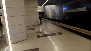 Поезд метро Ока прибывает на станцию Аэропорт Внуково Солнцевской линии в Москве // 26.10.2024
