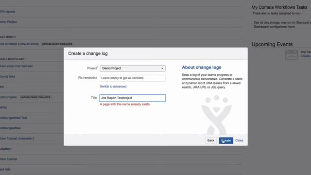 Jira Report Blueprint - Static Change Log - Learn Atlassian Confluence 110