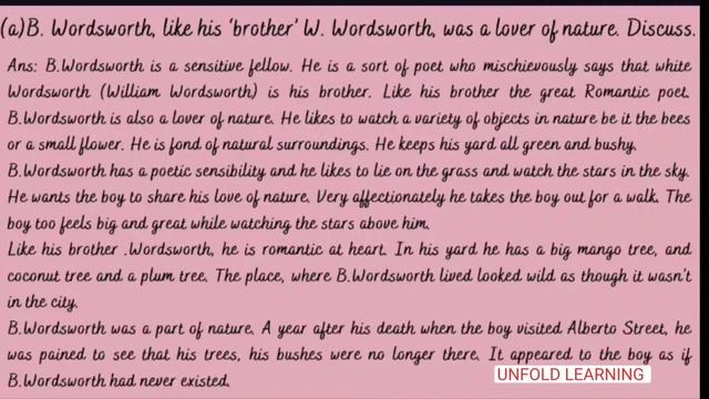 Echoes | B. WORDSWORTH | ISC | Class 11 & 12| Question & Answers  | @UNFOLDLEARNING
