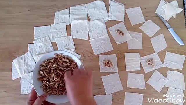 Мантъ с готови кори и пилешко месо