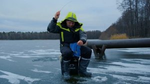 Рыбалка по первому льду. Утопил микрофон за 40К. Атаки хищника под водой, подводные съёмки.