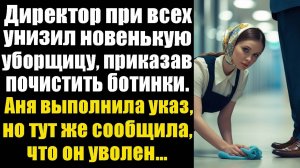 Директор при всех унизил новенькую уборщицу, приказав почистить ботинки. Аня выполнила указ, но тут