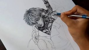 Drawing Genos demon cyborg [One Punch-man] #onepunchman #saitama #genos #trend