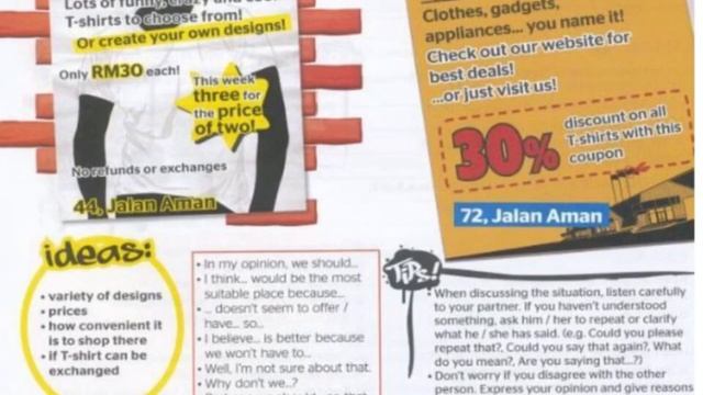 Module 3A:  Speaking -Buying a T shirt Form 4 English Full Blast Plus Explained in Bahasa Melayu