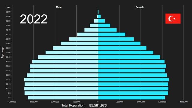 Turkey Population Pyramid 1950-2100 смотреть онлайн