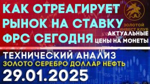 Как отреагирует рынок на ставку ФРС сегодня? Анализ рынка золота, серебра, нефти, доллара 29.01.2025