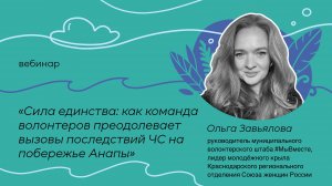 Вебинар.Сила единства: как команда волонтеров преодолевает вызовы последствий ЧС на побережье Анапы