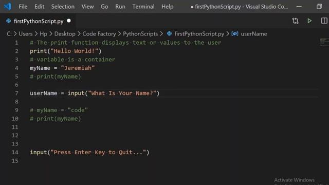 1 -  Displaying Texts, Inputs, Data Types & Data Type Conversion[Introductory Video]