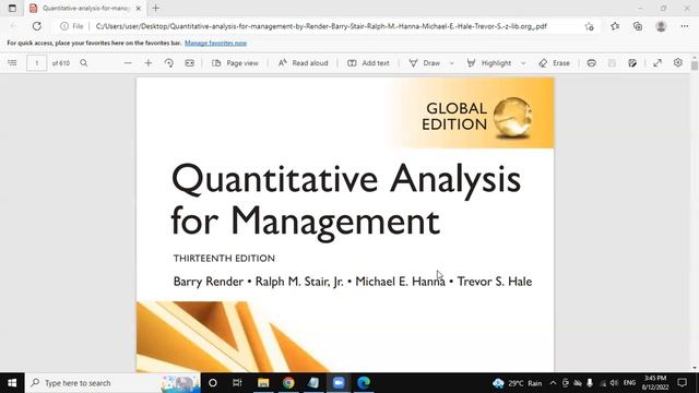 Quantitative Analysis for Management Solutions