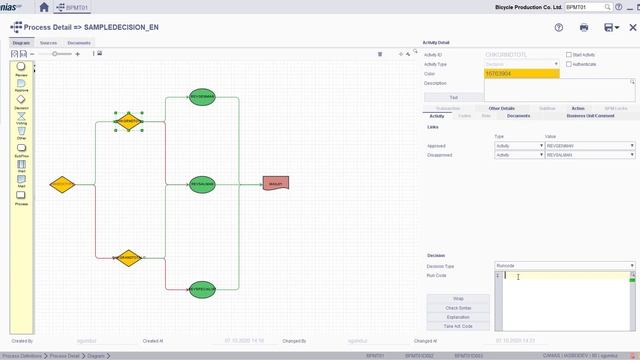 BPM 10040 : BPMT01 - Using Decision Activity in a Process (with Runcode Type)