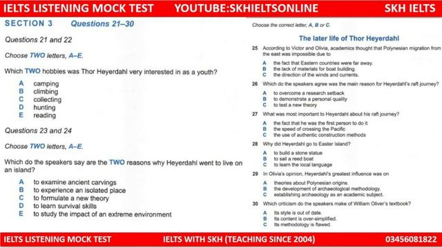 IELTS LISTENING FULL MOCK TEST 28 WITH ANSWERS