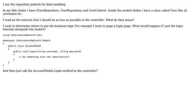 Software Engineering: Business logic in the models?