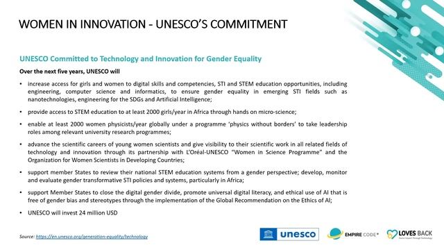 Empire Code & UNESCO Supporting Skills for Women Innovators in Engineering & Technology: Intro