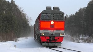 "Половинка" 2ТЭ116-1427 с грузовым поездом