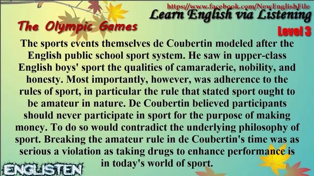 Learn English via Listening Level 3 Unit 72 The Olympic Games смотреть онлайн