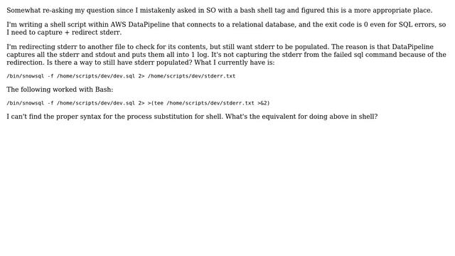 Unix & Linux: Redirect back to stderr in shell