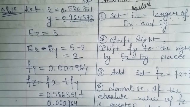 Computer Arithmetic | Integer Arithmetic | Addition and Subtraction of Floating Point Numbers