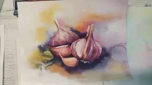 Акварель. Чеснок. Лессировка