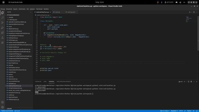STATIC METOT VE CLASS METOT - PYTHON PROGRAMLAMA DİLİ