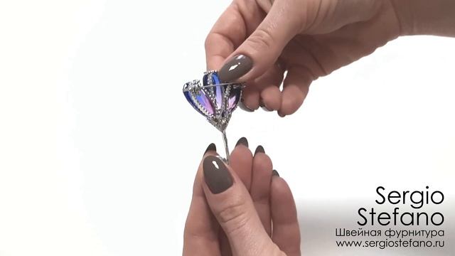 Брошь на булавке (62369БР, цвет никель+фиолетовый) смотреть онлайн