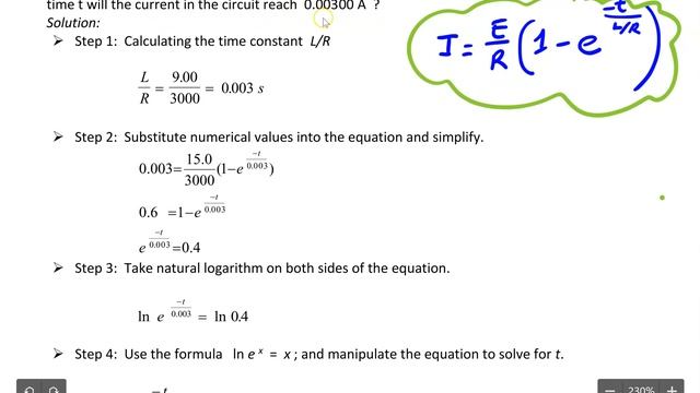 Find Current in DC Series RL Circuits.