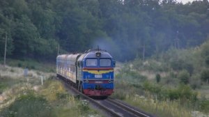 Две "Машки" и один поезд летним вечером. Тепловозы М62-1651 и М62-1596 с пассажирским поездом