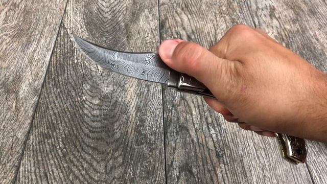 ASH AS-15 Damascus steel custom handmade pocket folding knife