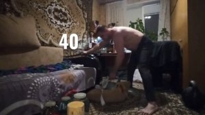 Тяга в наклоне гири 50кг одной рукой